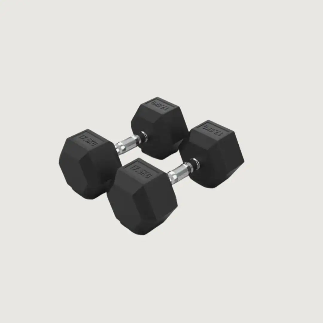 Hex Rubber Dumbbells - 17.5 kg Pair