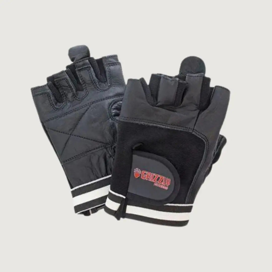 Grizzly Paw Premium Leather Padded Weight Training Gloves - Men (Black)