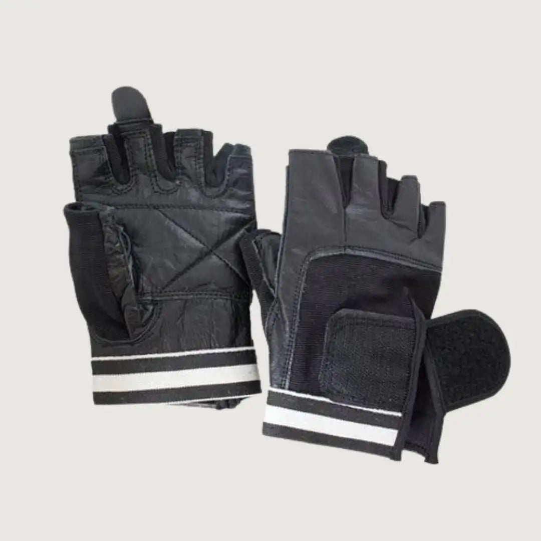 Grizzly Paw Premium Leather Padded Weight Training Gloves - Men (Black)