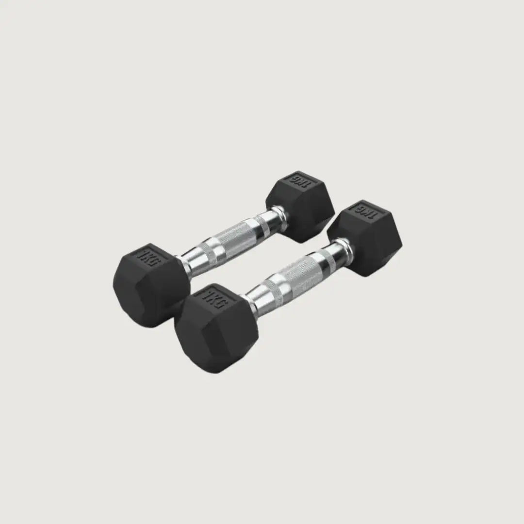 Hex Rubber Dumbbells - 1 kg Pair