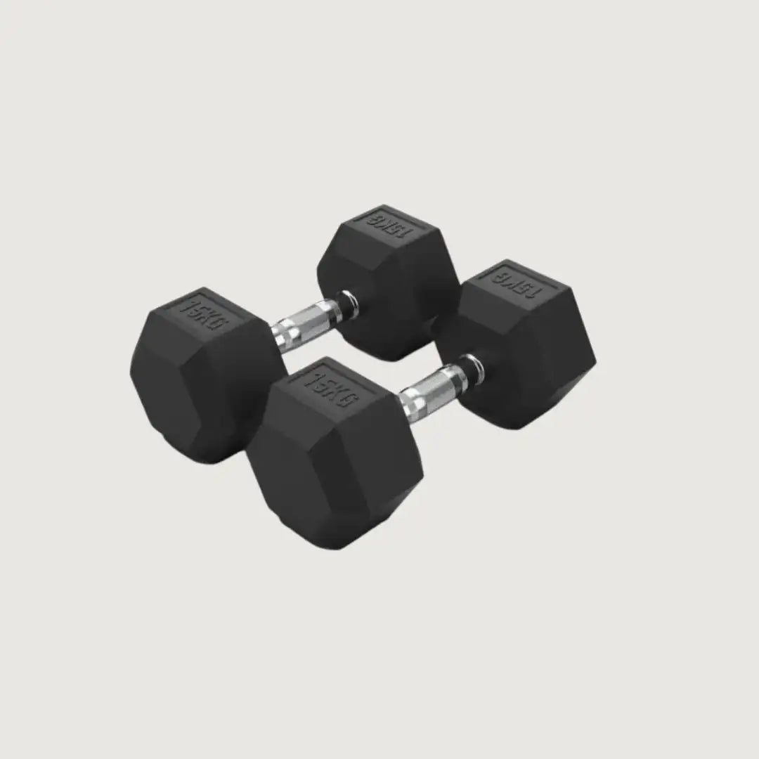 Hex Rubber Dumbbells - 15 kg Pair