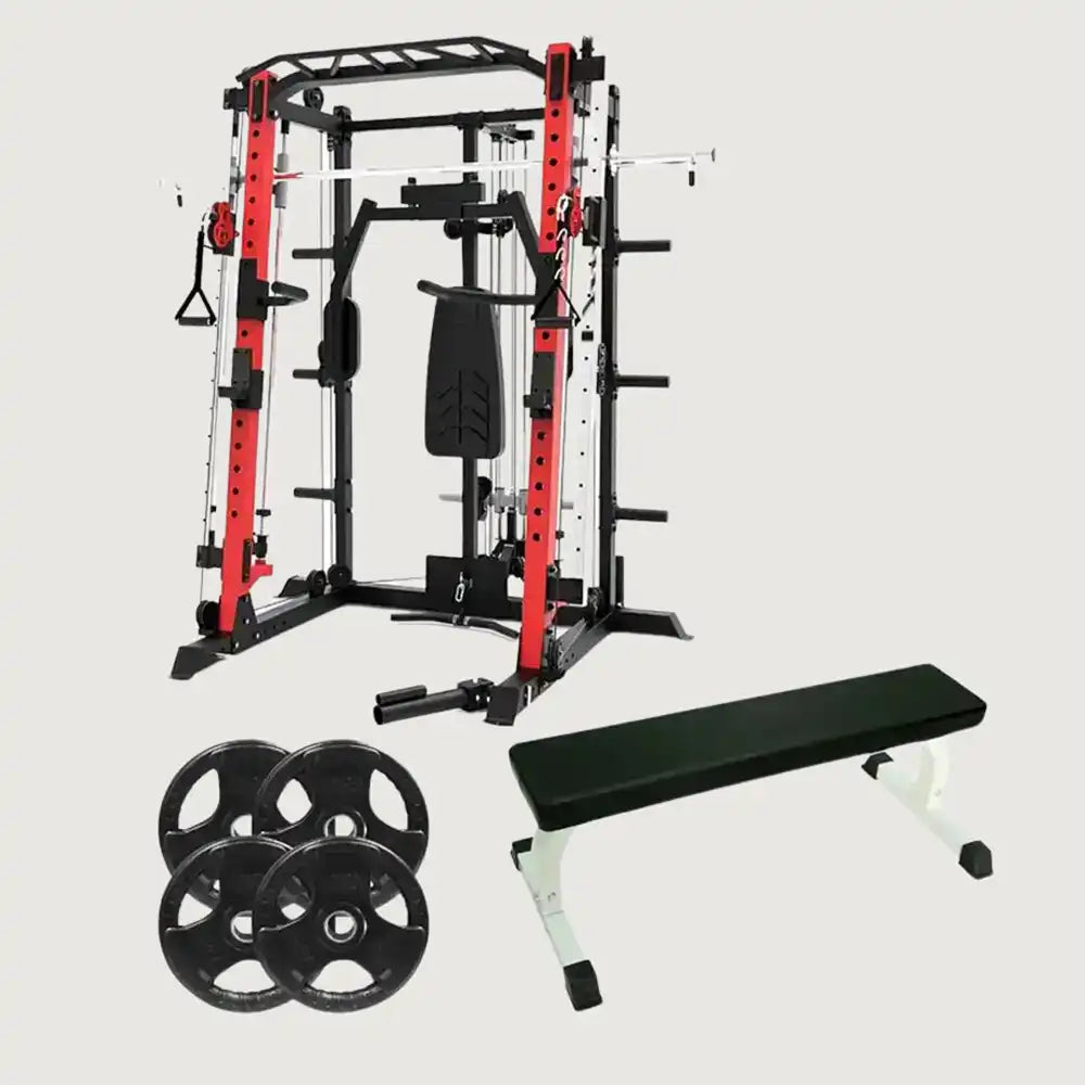 Axox Fitness Smith Trainer Set with Bench and Weights