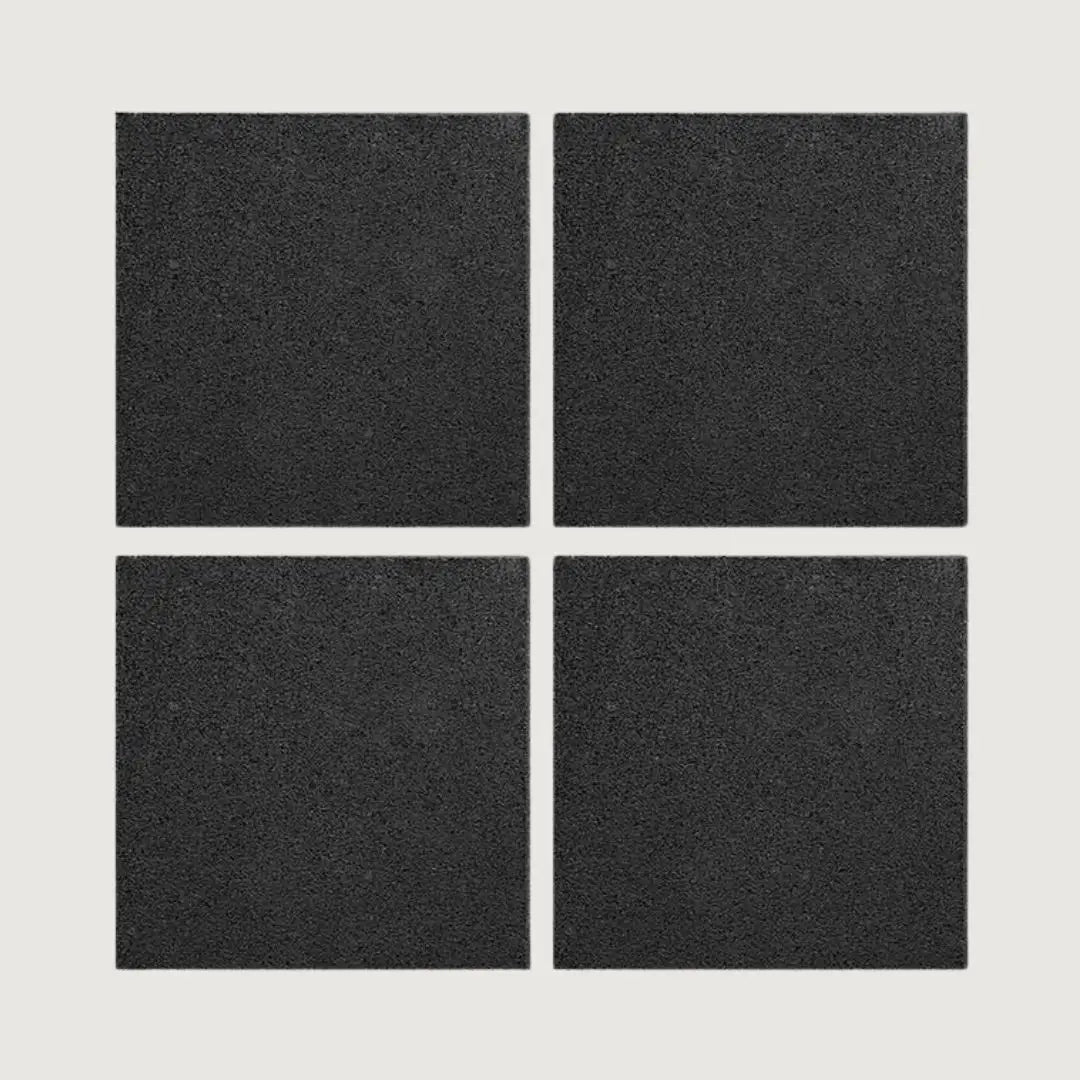 Black Recycled Rubber Gym Flooring Tiles - 50 x 50 cm - Set of 4