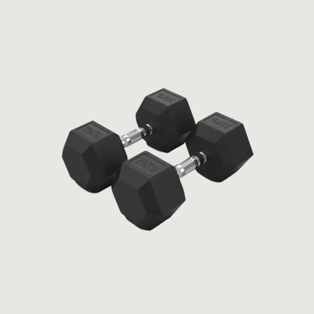 Hex Rubber Dumbbells - 20 kg Pair