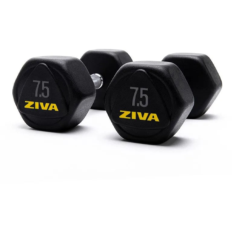 Ziva Performance Hexagon RPU Dumbbell Set 2.5- 25 kg (10 pairs) - 275 kg