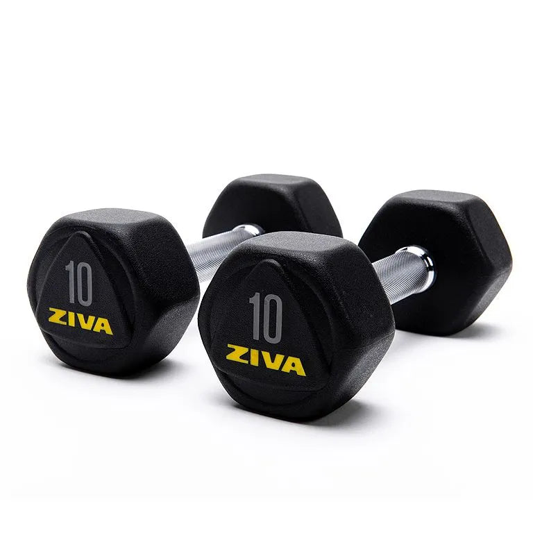 Ziva Performance Hexagon RPU Dumbbell Set 2.5- 25 kg (10 pairs) - 275 kg