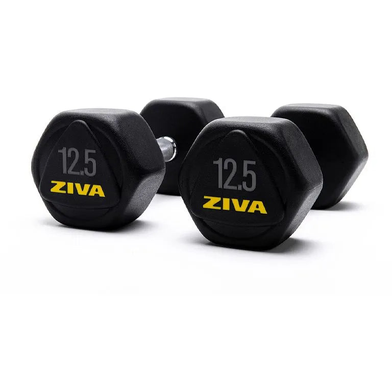 Ziva Performance Hexagon RPU Dumbbell Set 2.5- 25 kg (10 pairs) - 275 kg