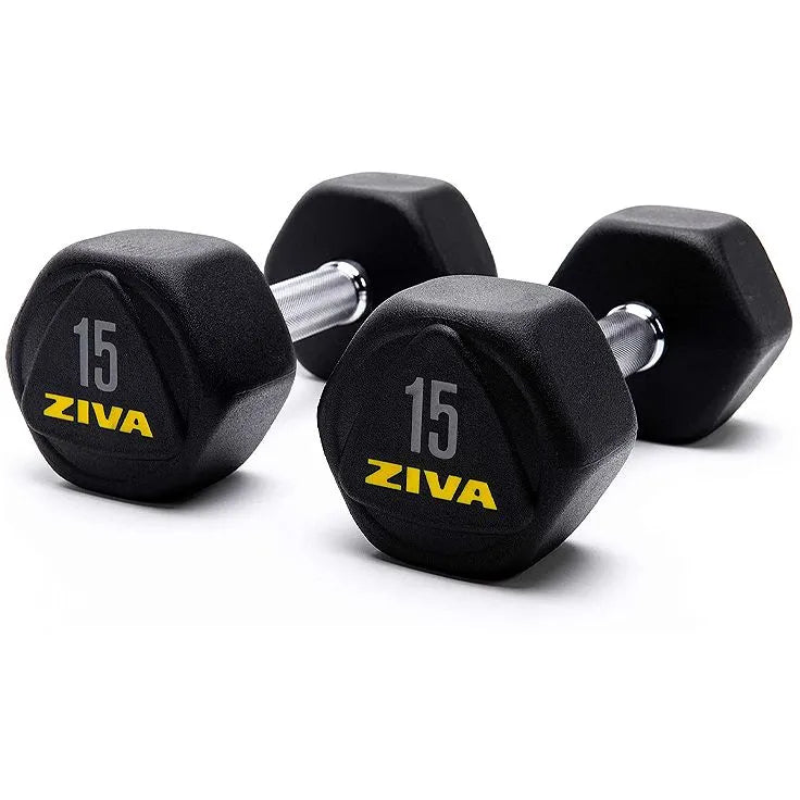 Ziva Performance Hexagon RPU Dumbbell Set 2.5- 25 kg (10 pairs) - 275 kg