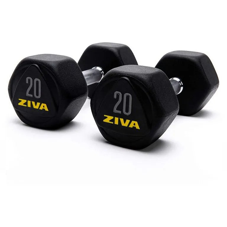 Ziva Performance Hexagon RPU Dumbbell Set 2.5- 25 kg (10 pairs) - 275 kg