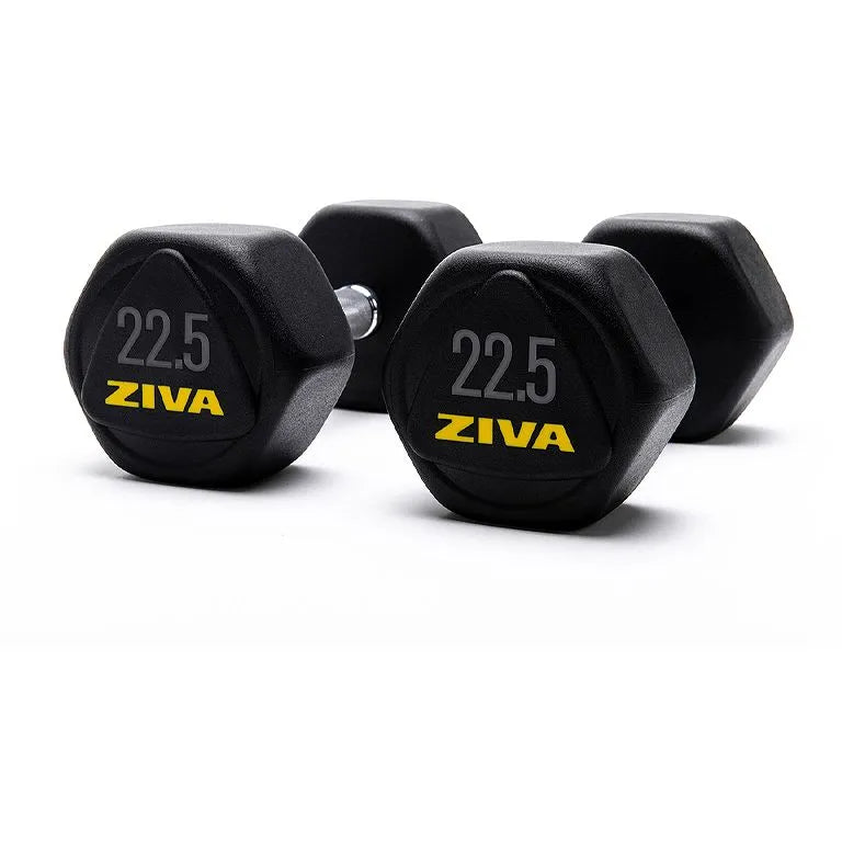 Ziva Performance Hexagon RPU Dumbbell Set 2.5- 25 kg (10 pairs) - 275 kg